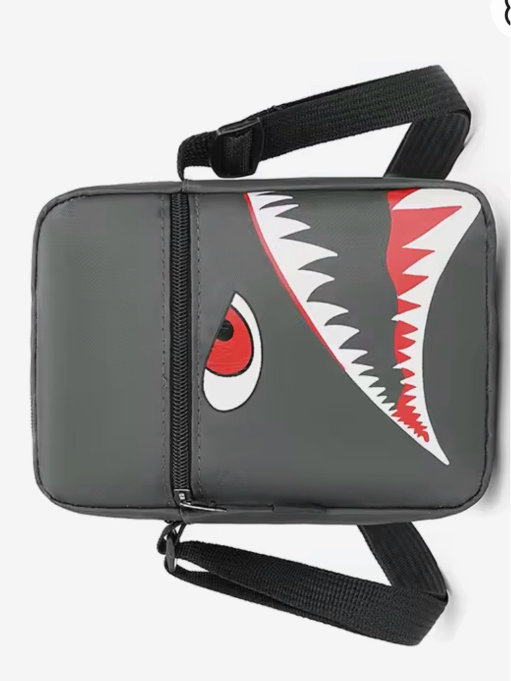 Grey Shark-Print Crossbody Bag for Men designer inspired